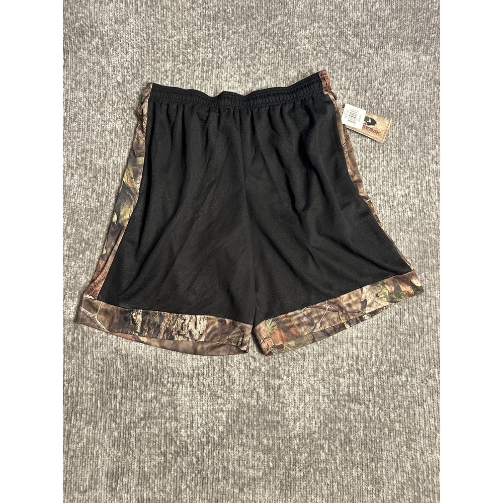 Mossy Oak Mens XL Black Camo Hunting Athletic Shorts Mesh Performance NWT